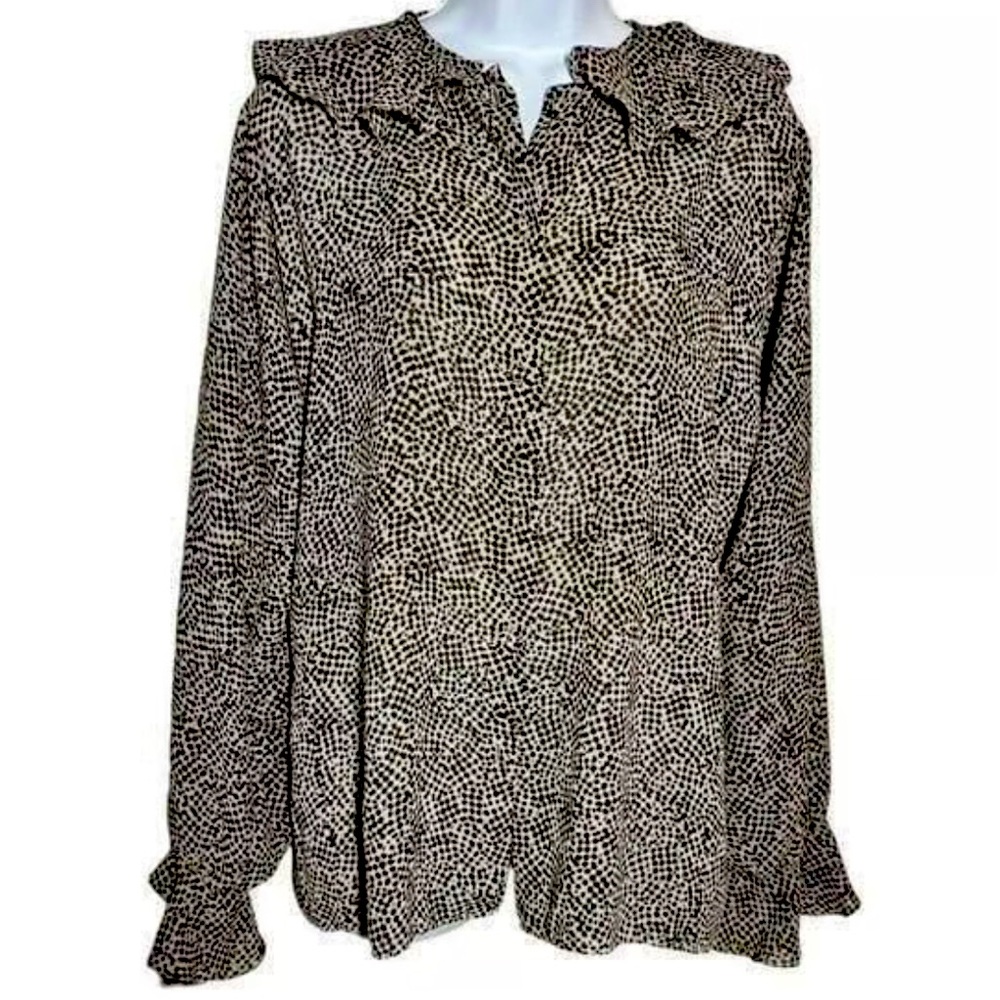 Vintage Halston blouse button down ruffle size 8